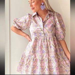 Olivaceous Paisley babydoll dress